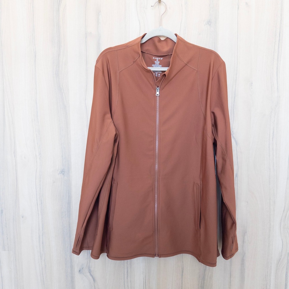 Kinesis Womens Active Jacket 3X Burnt Orange Full Zip Active Stretch Performance